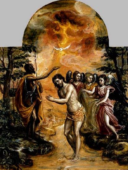 GRECO, El Baptism of Christ Norge oil painting art